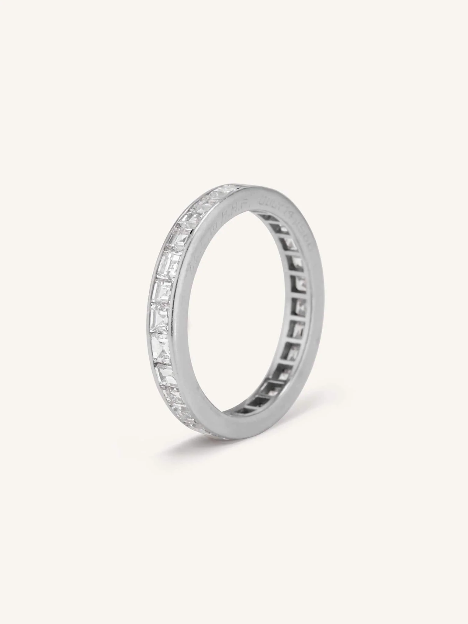 Vintage 3.00 Carat Carré Cut Diamond Eternity Wedding Band Size 7.75 - Image 4