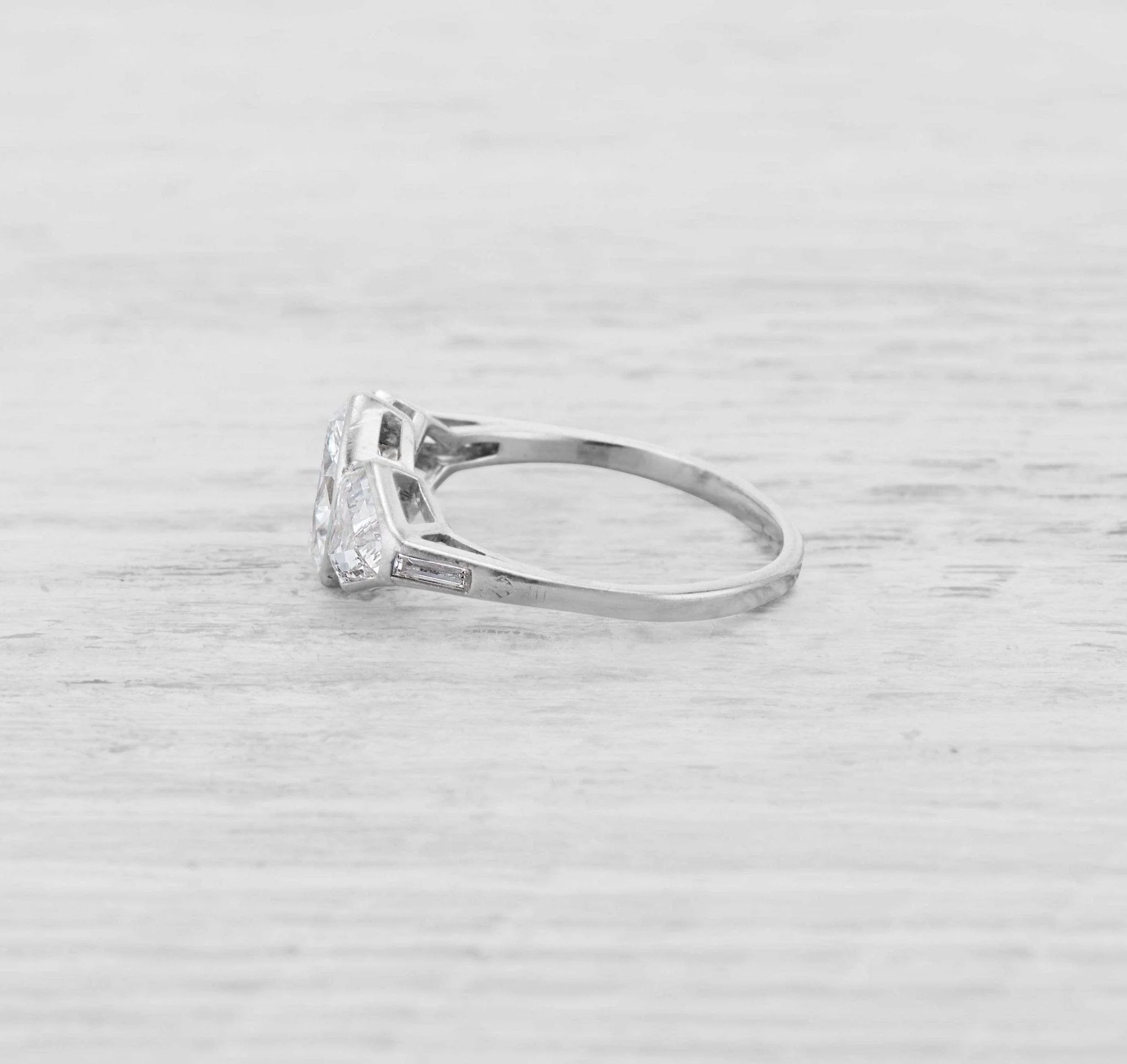Vintage Art Deco 1.15 Carat Marquise & Sheild Cut Diamond Three Stone Engagement Ring - Image 3