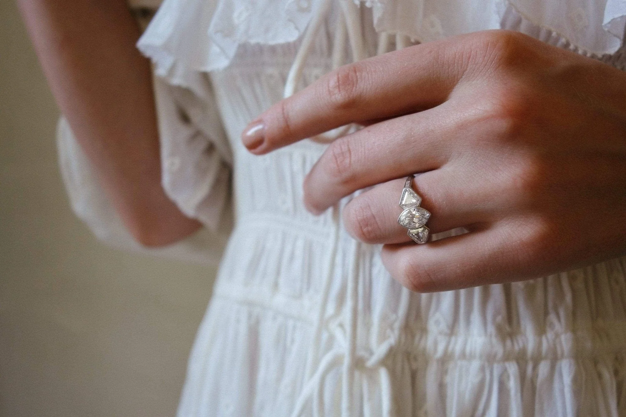 Vintage Art Deco 1.15 Carat Marquise & Sheild Cut Diamond Three Stone Engagement Ring - Image 9