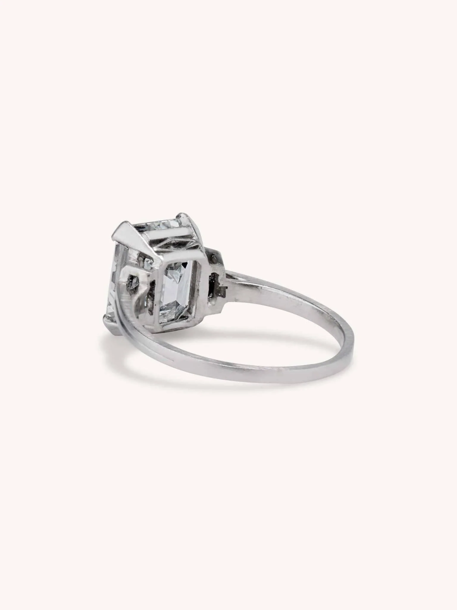 Art Deco 3.12 Emerald Cut Diamond Engagement Ring - Image 3