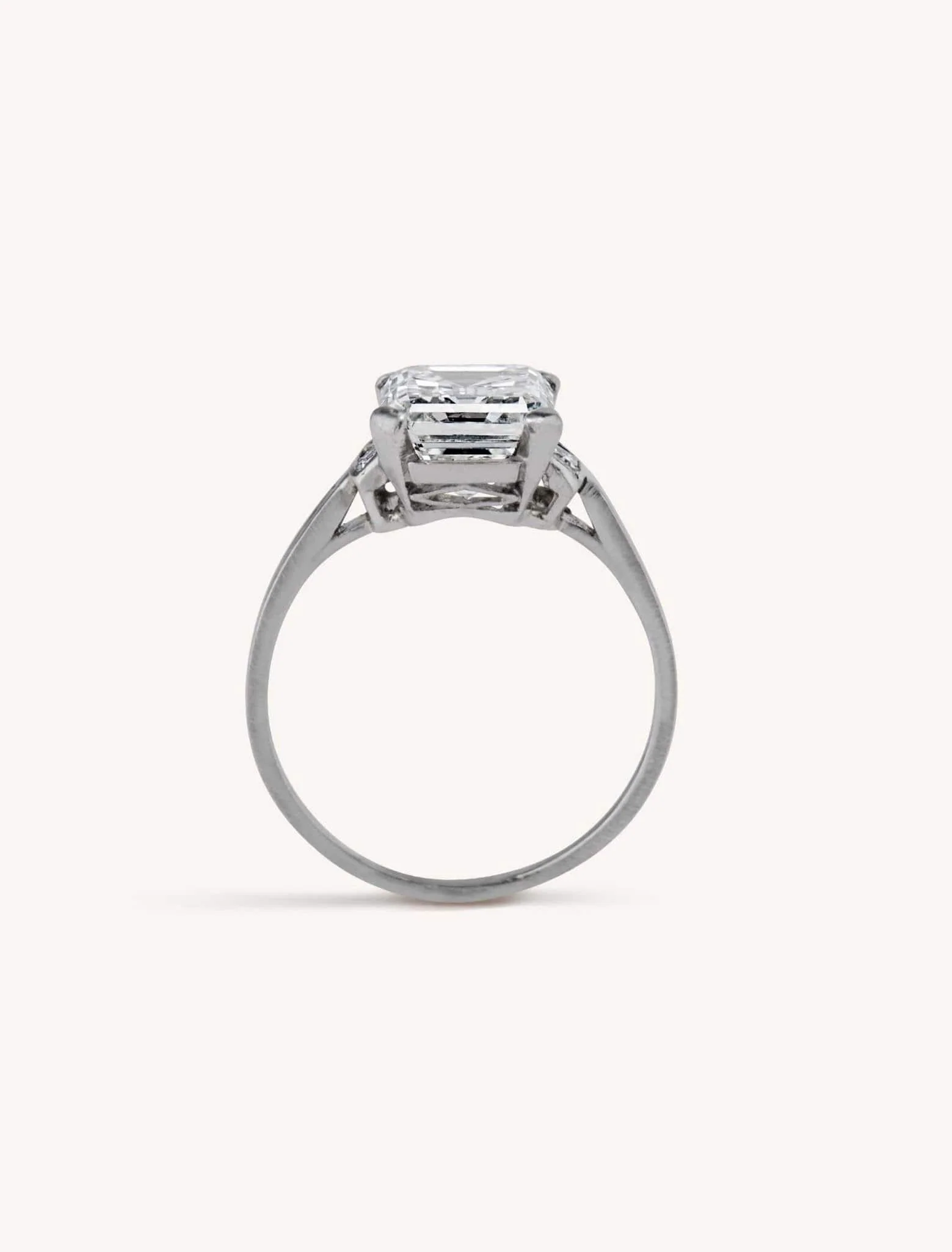 Art Deco 3.12 Emerald Cut Diamond Engagement Ring - Image 4