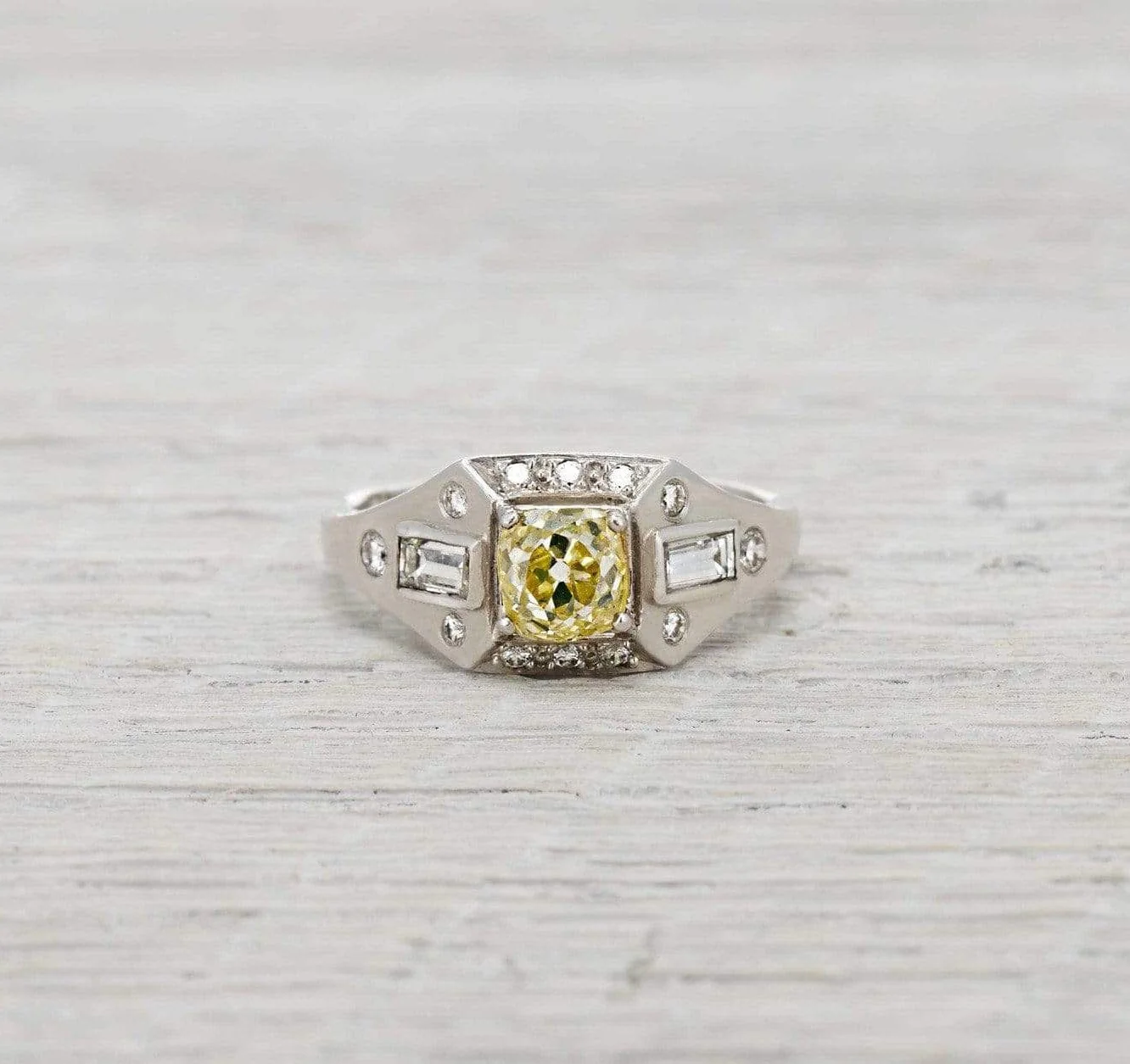 Vintage Art Deco Yellow Diamond Ring - Image 2