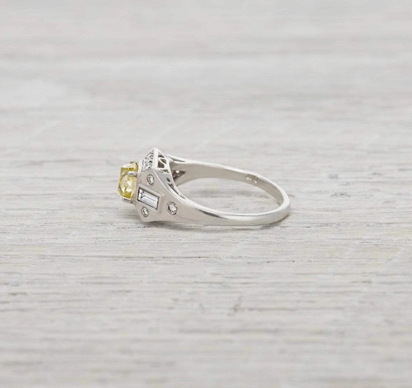 Vintage Art Deco Yellow Diamond Ring - Image 3