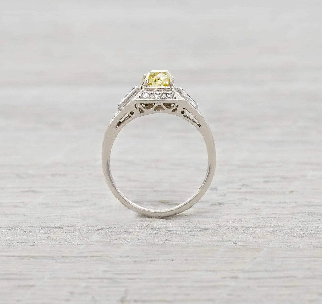 Vintage Art Deco Yellow Diamond Ring - Image 4