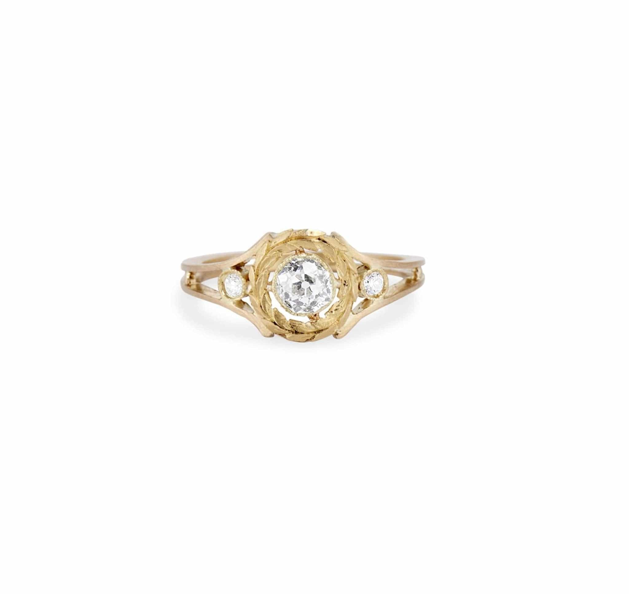 Gold Wreath Diamond Engagement Ring - Image 3