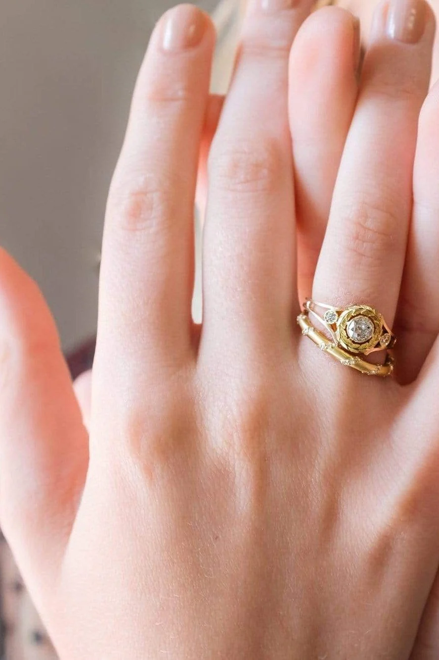 Gold Wreath Diamond Engagement Ring - Image 5