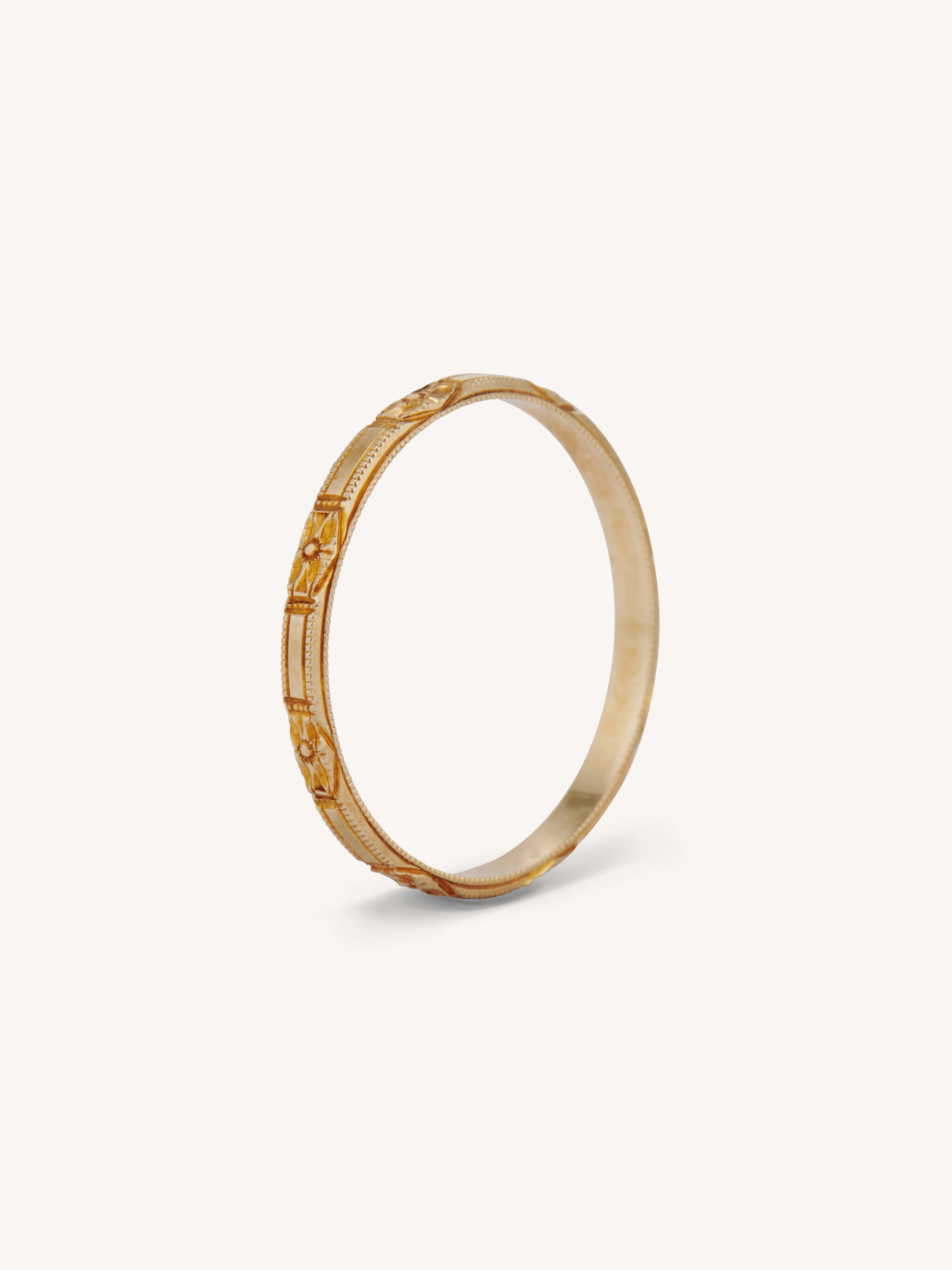 Edwardian 14k Yellow Gold Floral Engraved Antique Band - Size 5.25 - Image 3