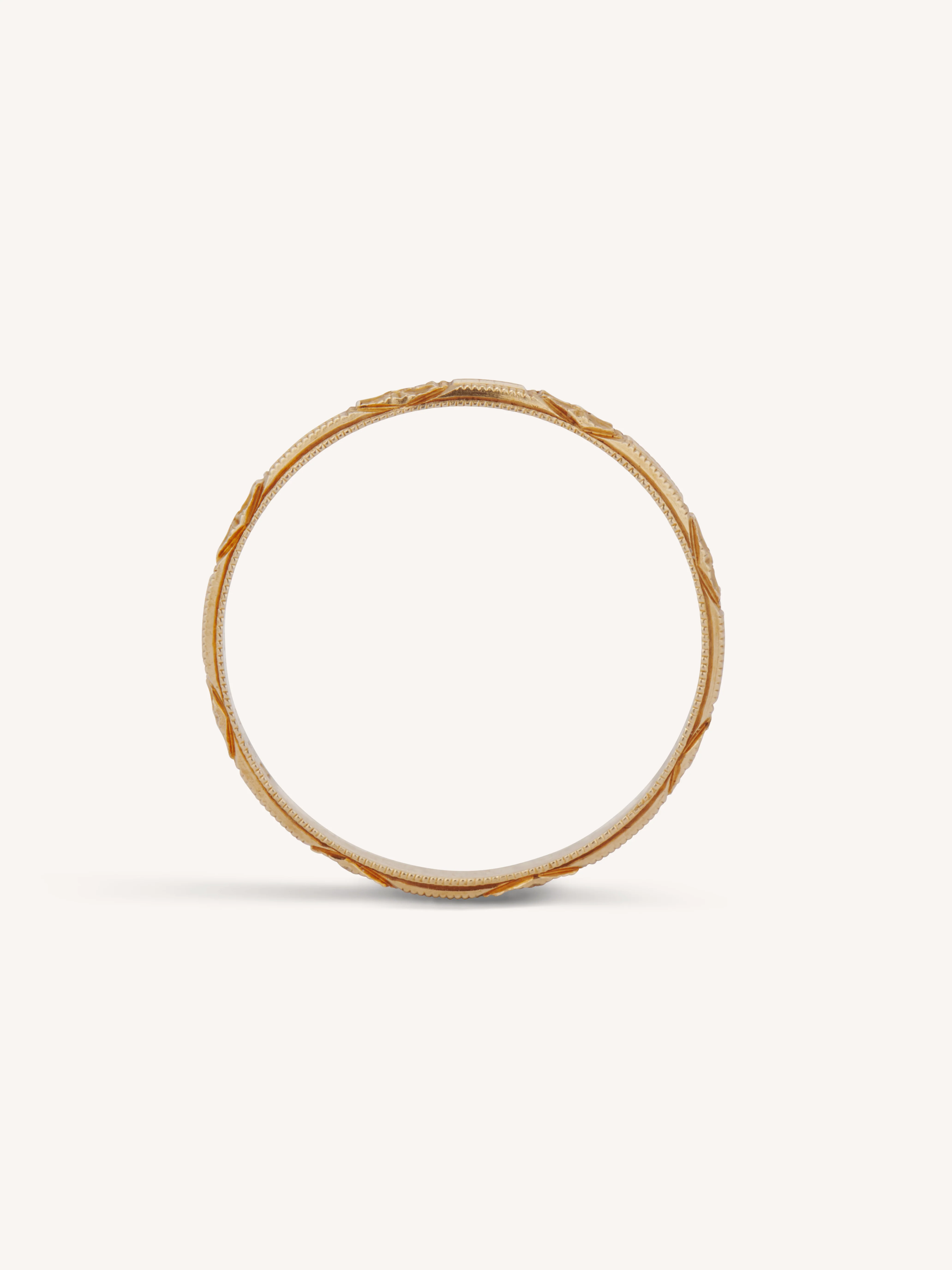 Edwardian 14k Yellow Gold Floral Engraved Antique Band - Size 5.25 - Image 4