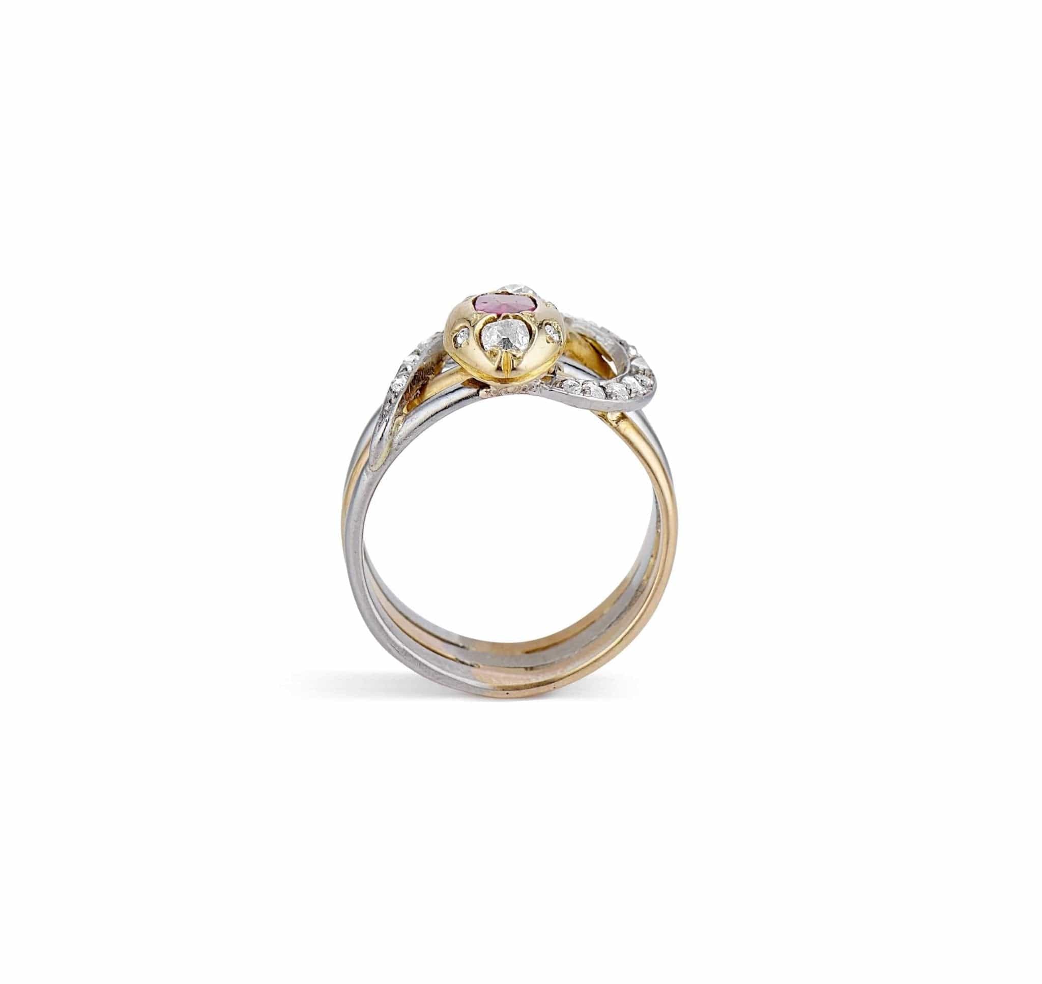 Vintage French Ruby & Diamond Snake Ring - Image 4