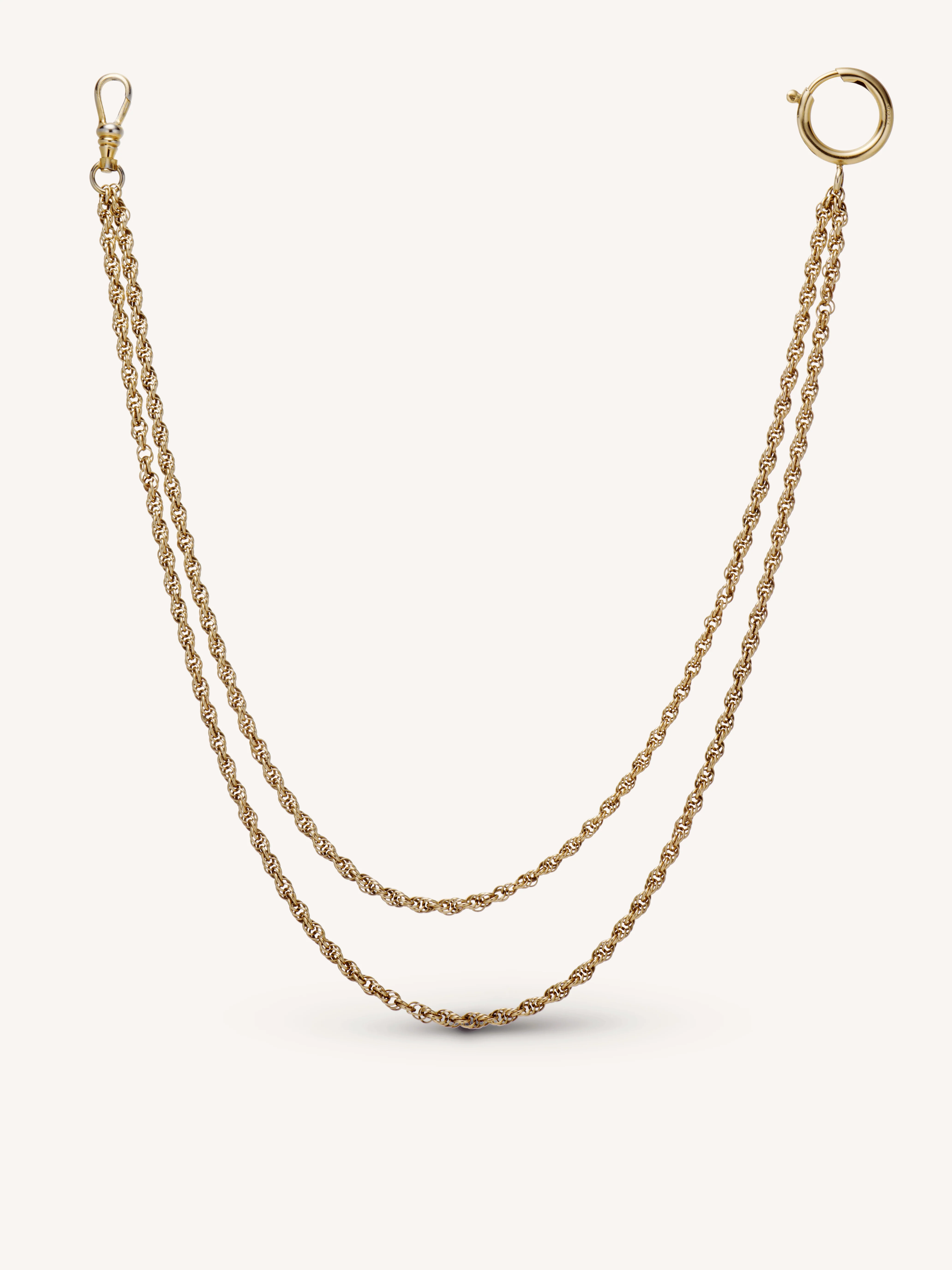Vintage Gold Albert Watch Chain Necklace with Dog Clasp & Ring - Image 4