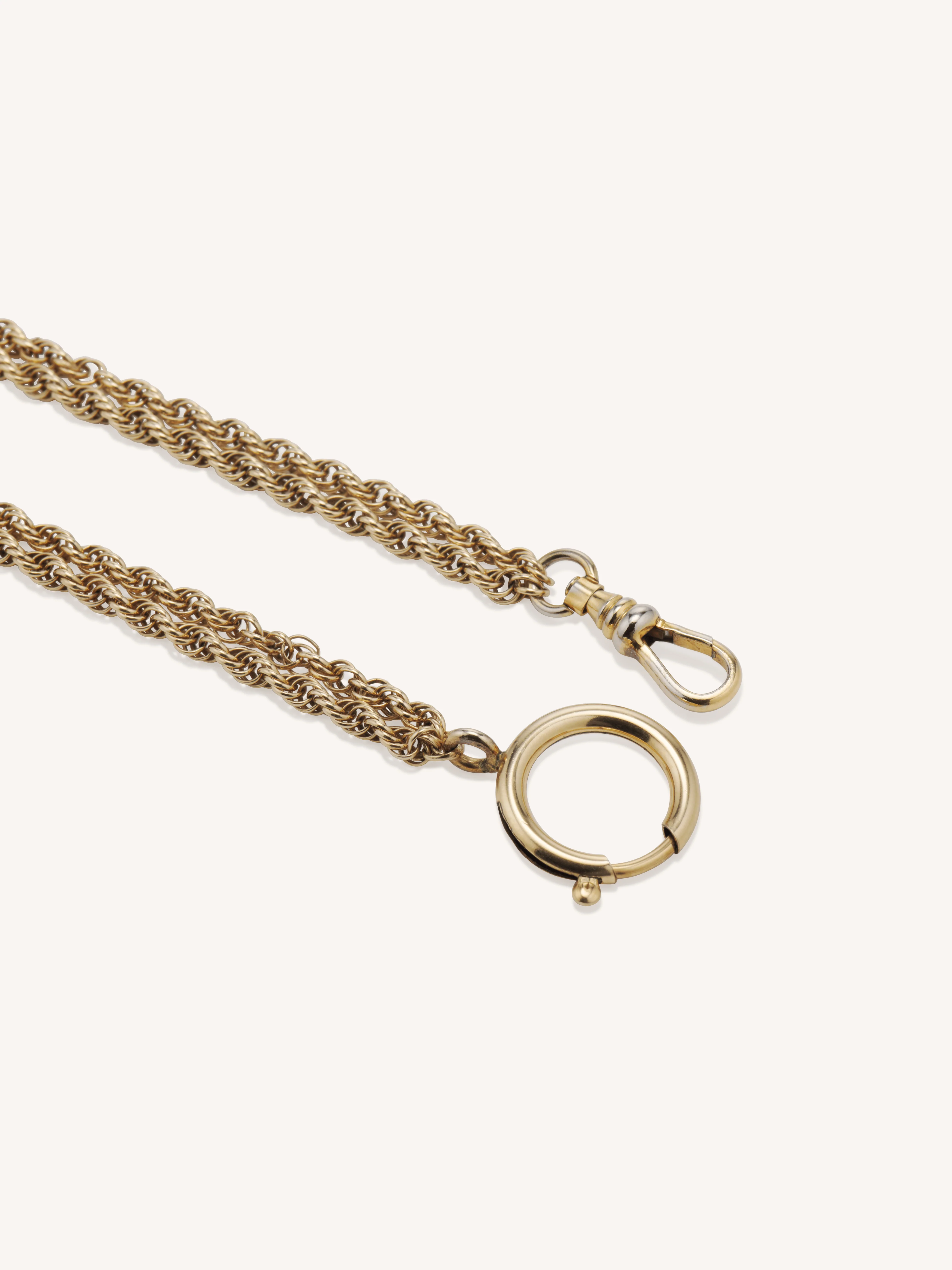 Vintage Gold Albert Watch Chain Necklace with Dog Clasp & Ring - Image 5