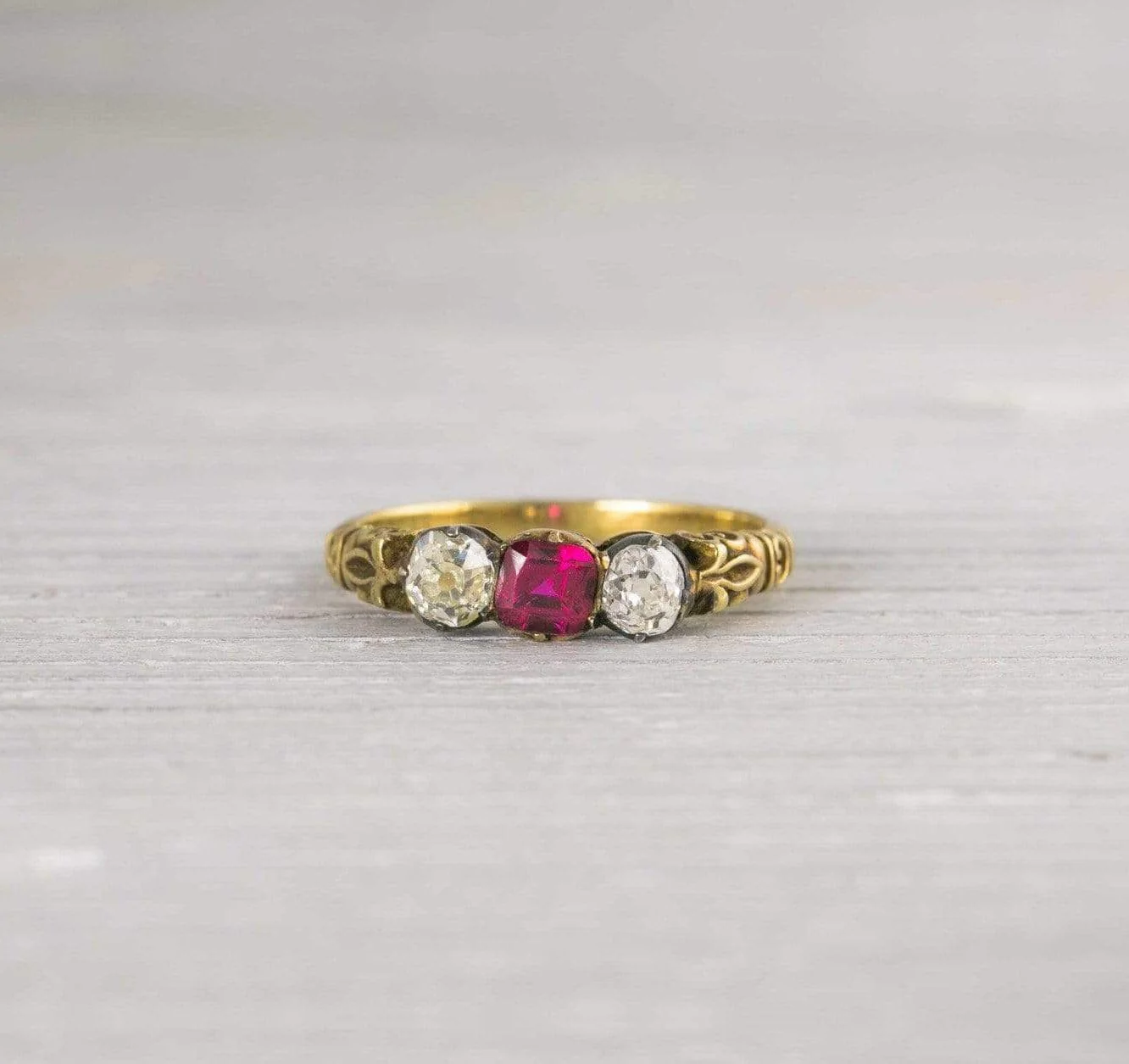 Vintage Gold and Ruby Victorian Engagement Ring - Image 2