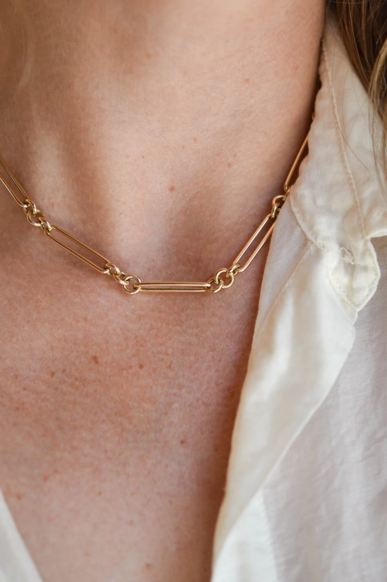 Vintage 14K Yellow Gold Paperclip Chain Necklace, Italy - Image 3