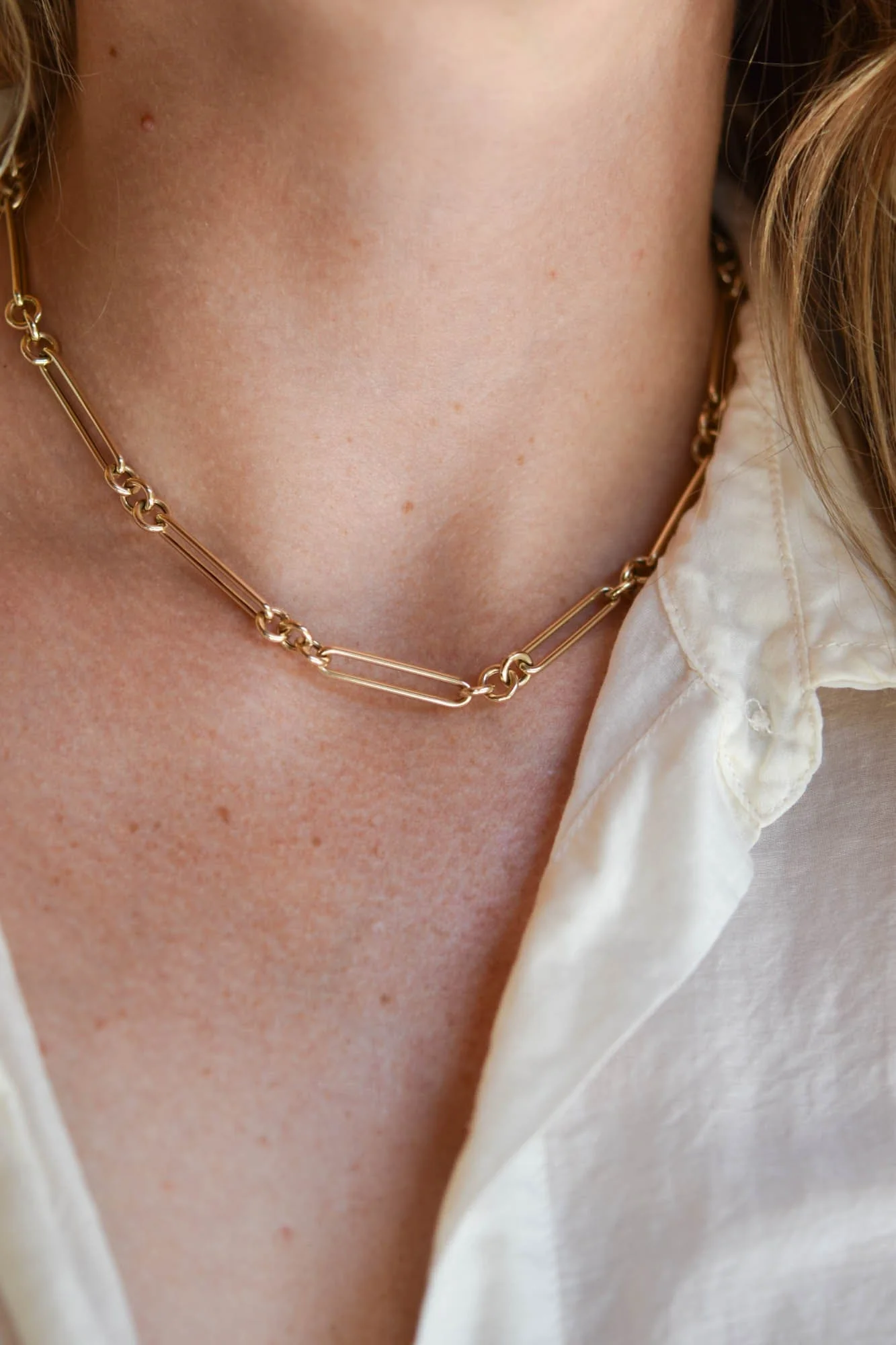 Vintage 14K Yellow Gold Paperclip Chain Necklace, Italy - Image 5