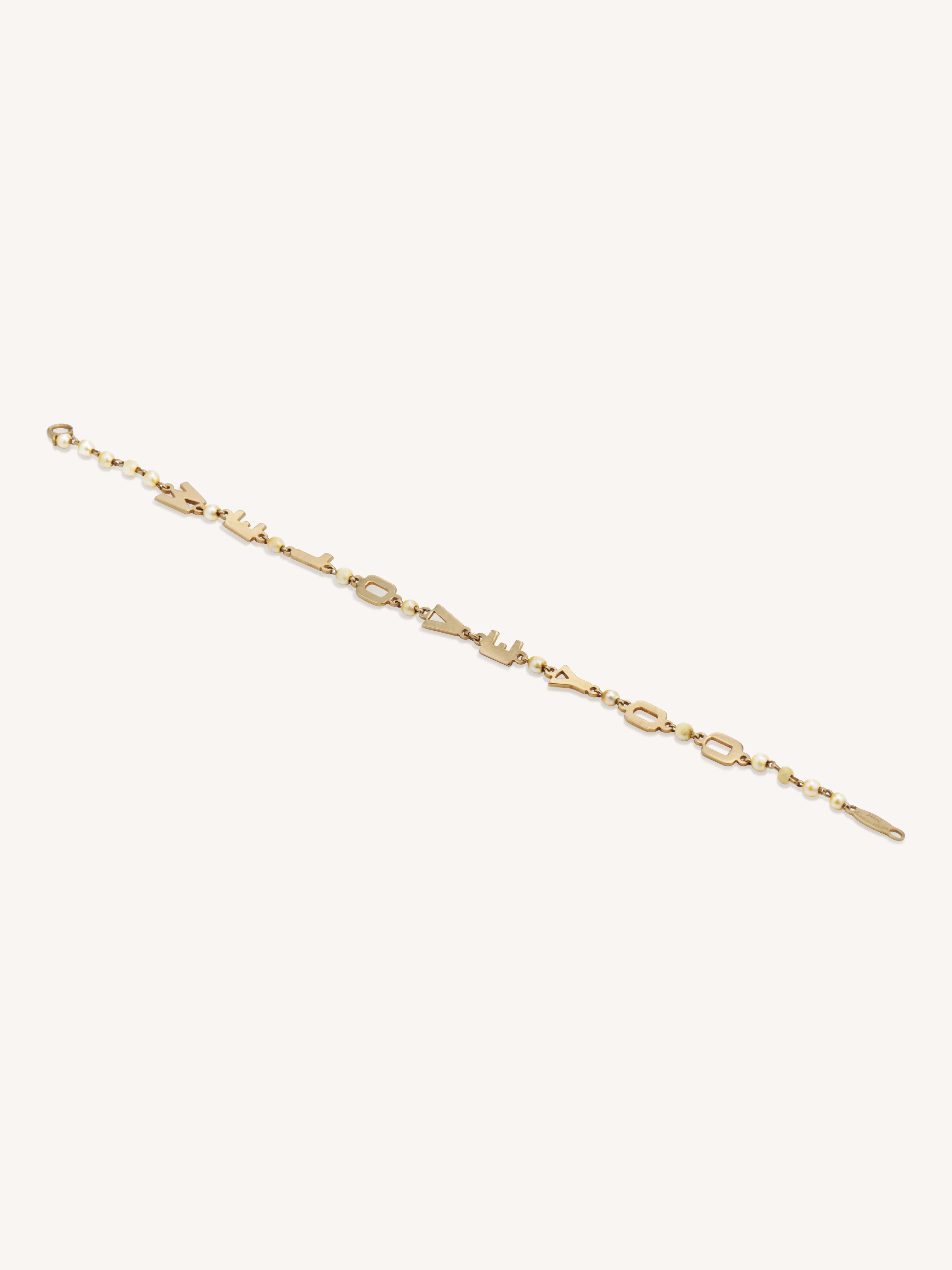 Lucien Piccard “We Love You” in 14K Gold with Seed Pearls Vintage Bracelet - Image 4