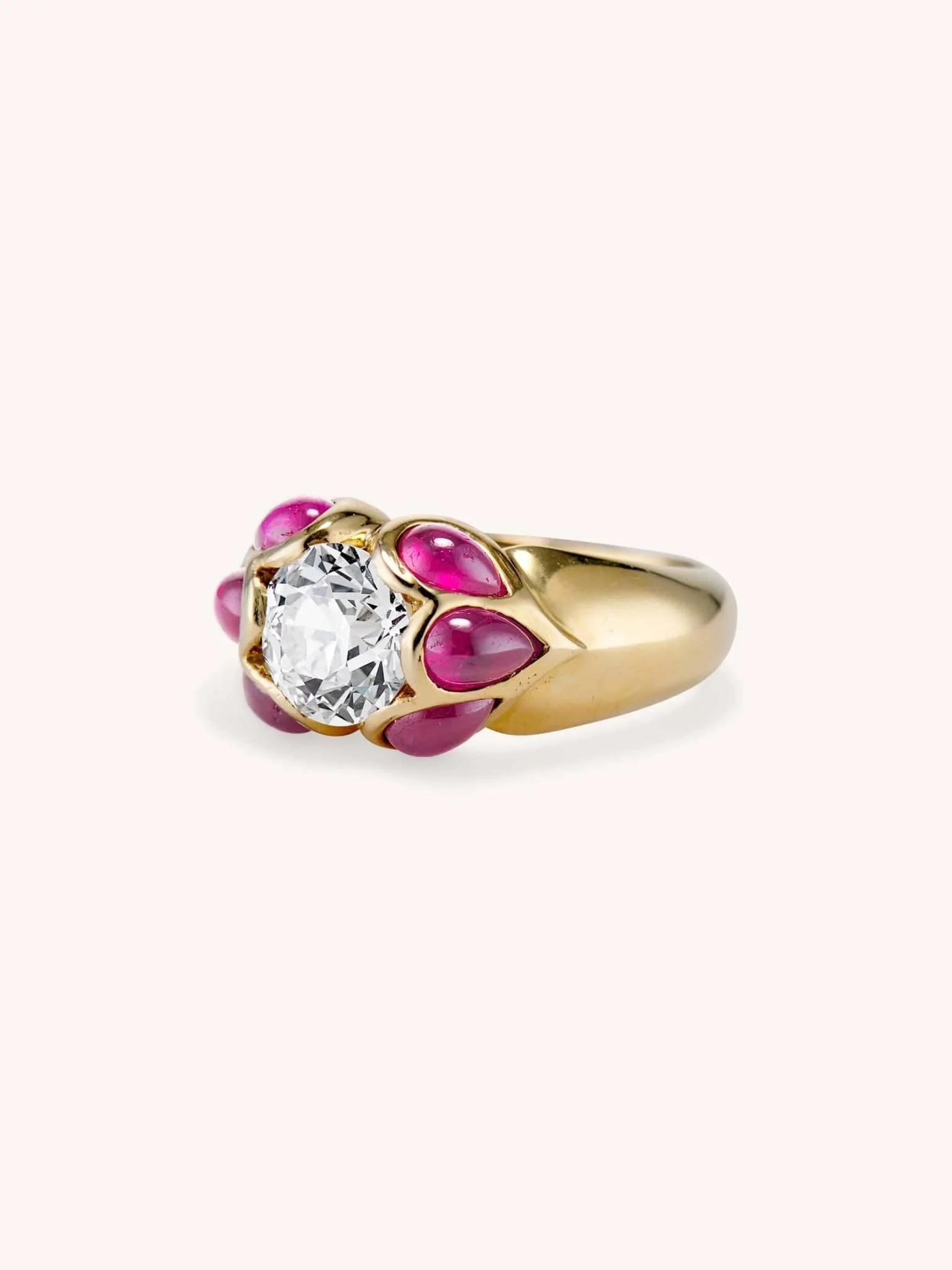 Retro 2.12 Carat Old European Cut Diamond and Ruby Ring - Image 2