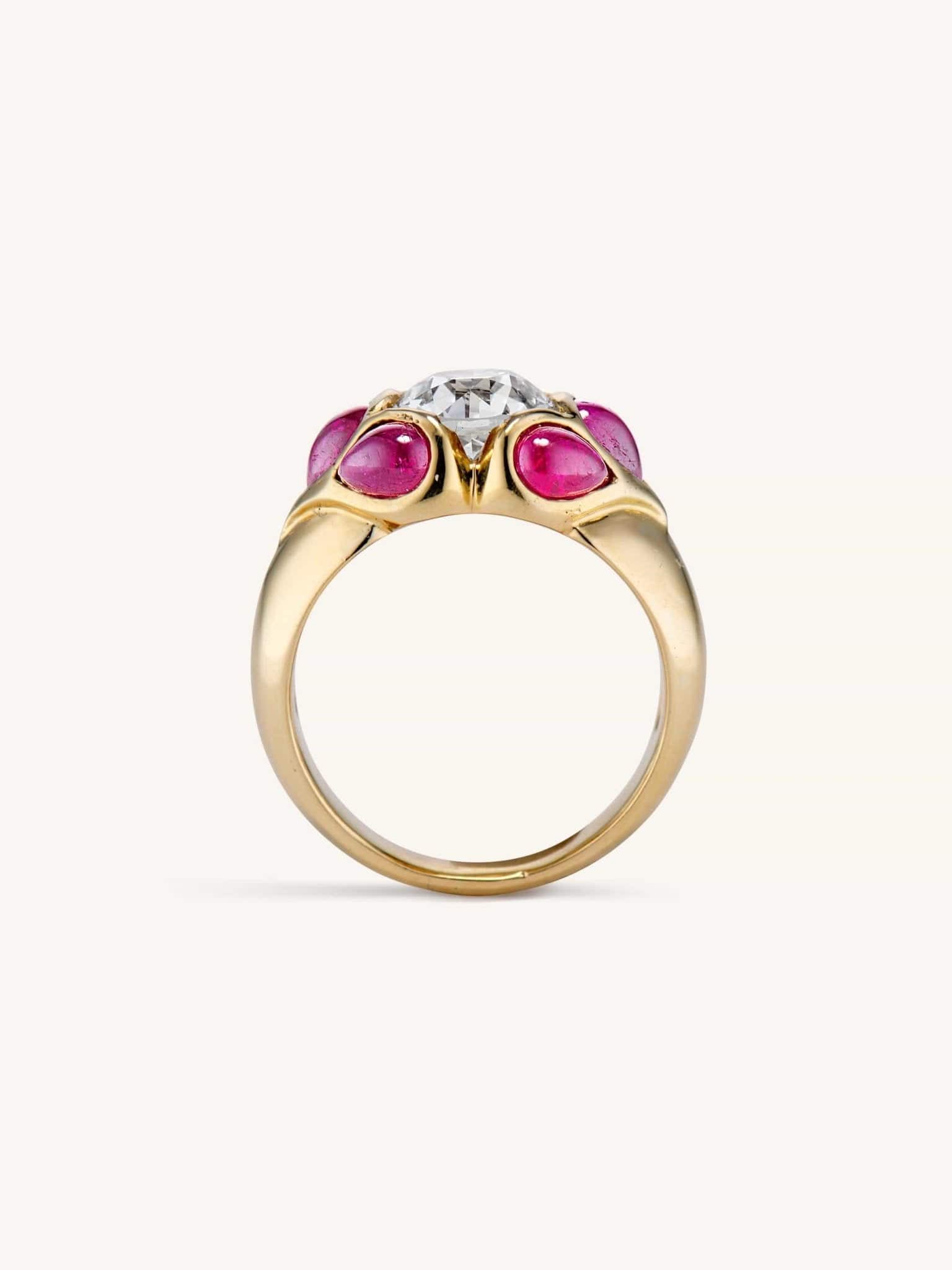 Retro 2.12 Carat Old European Cut Diamond and Ruby Ring - Image 4