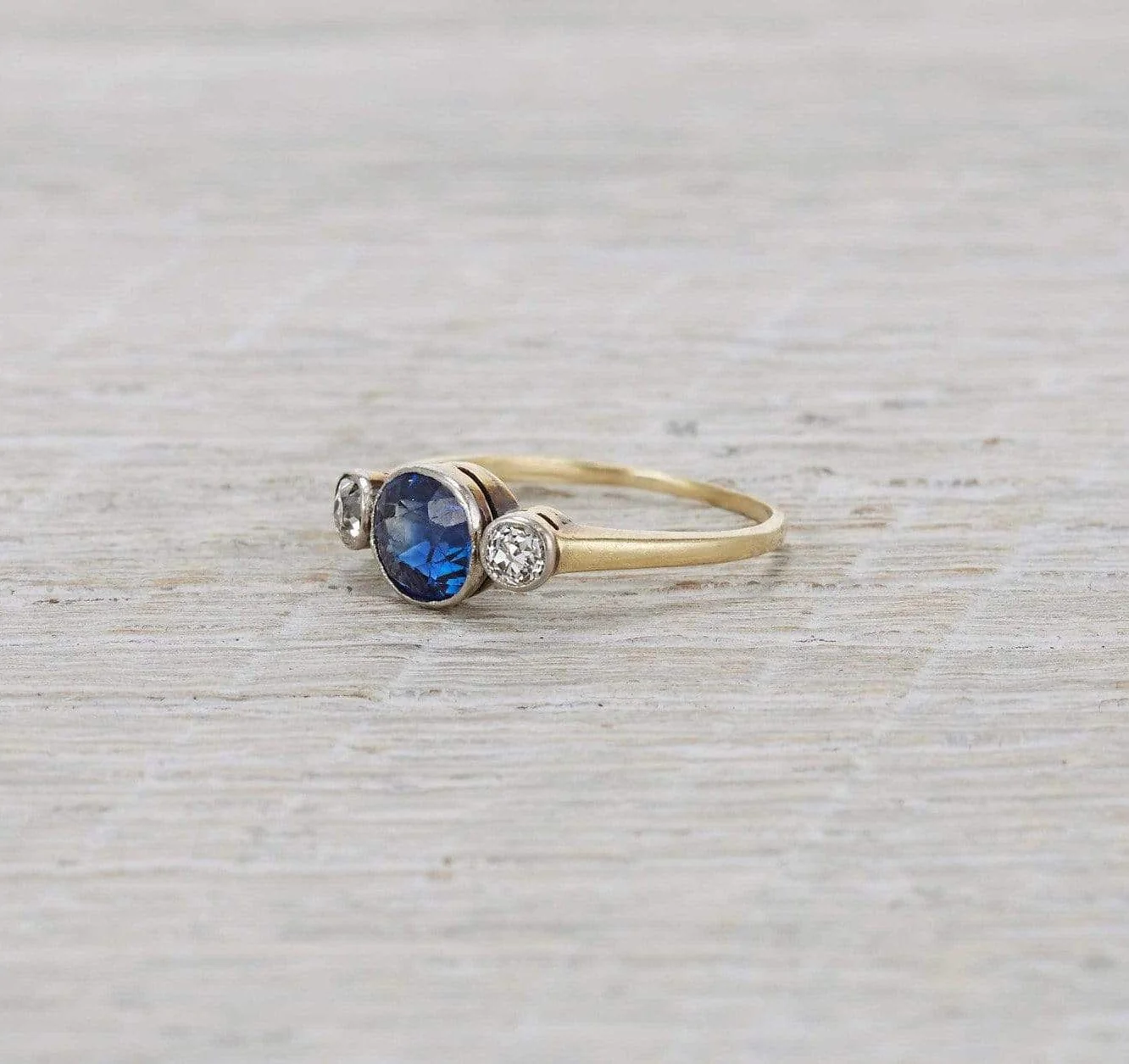 Vintage Sapphire & Diamond Engagement Ring - Image 2