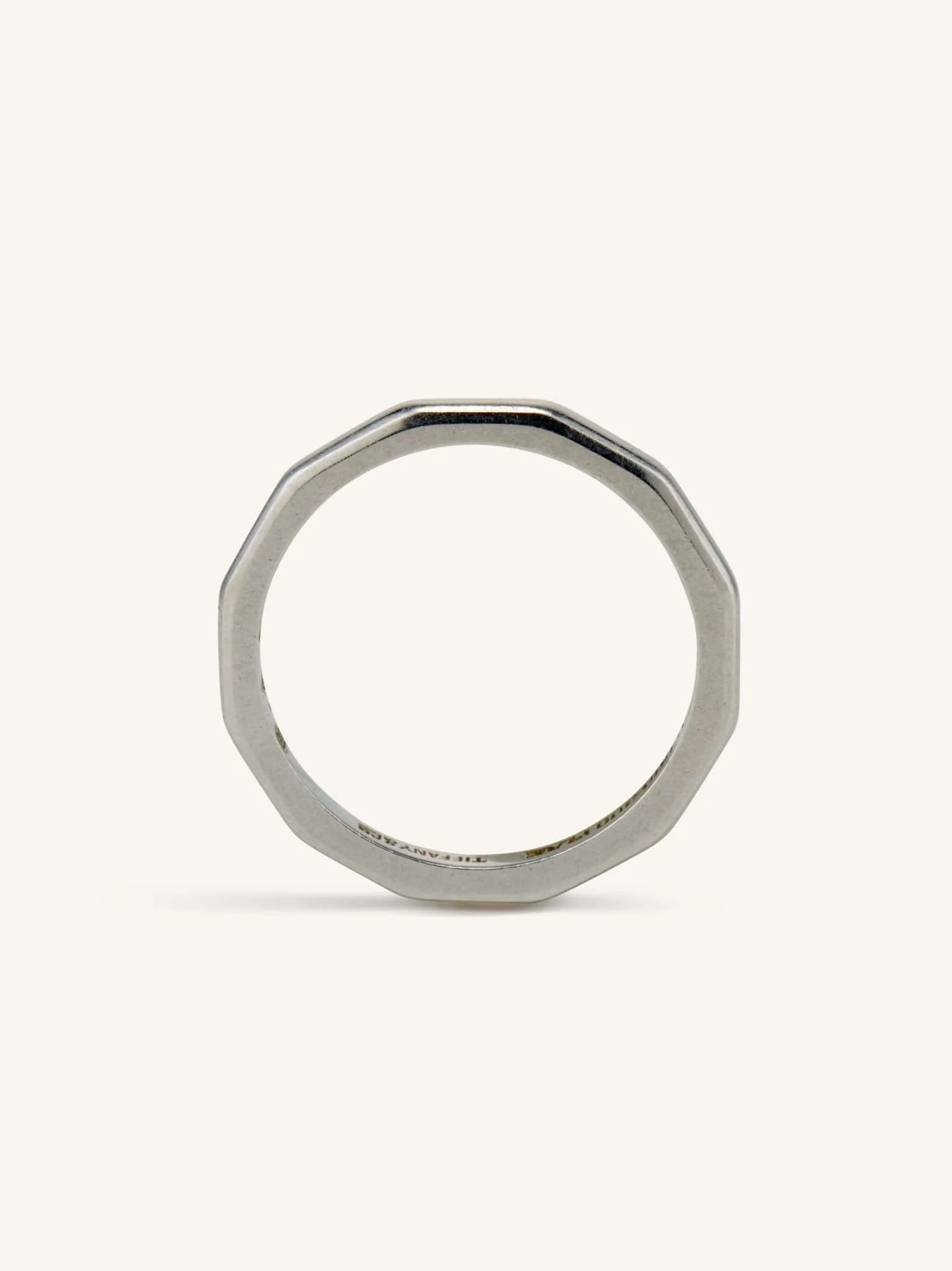 Vintage Faceted Platinum Wedding Band Size 5.75 - Image 2