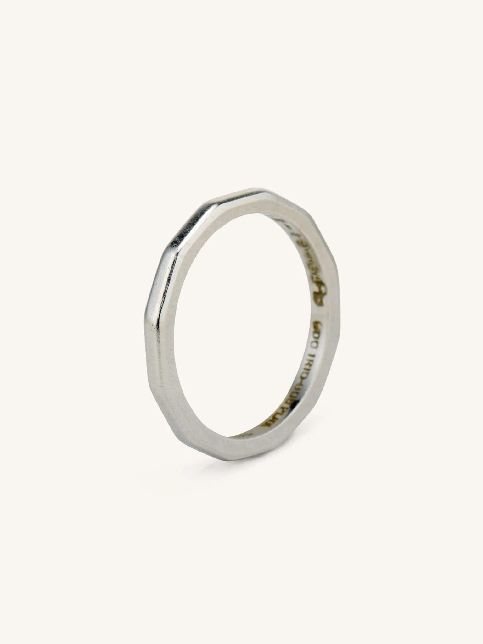 Vintage Faceted Platinum Wedding Band Size 5.75 - Image 3