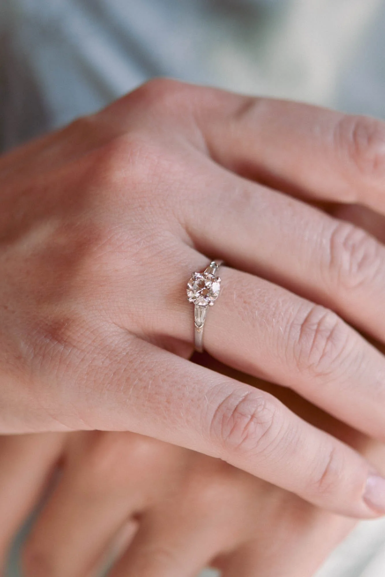 Tiffany & Co. Late Art Deco 1.01 Carat Old European Cut Diamond Platinum Vintage Engagement Ring - Image 2