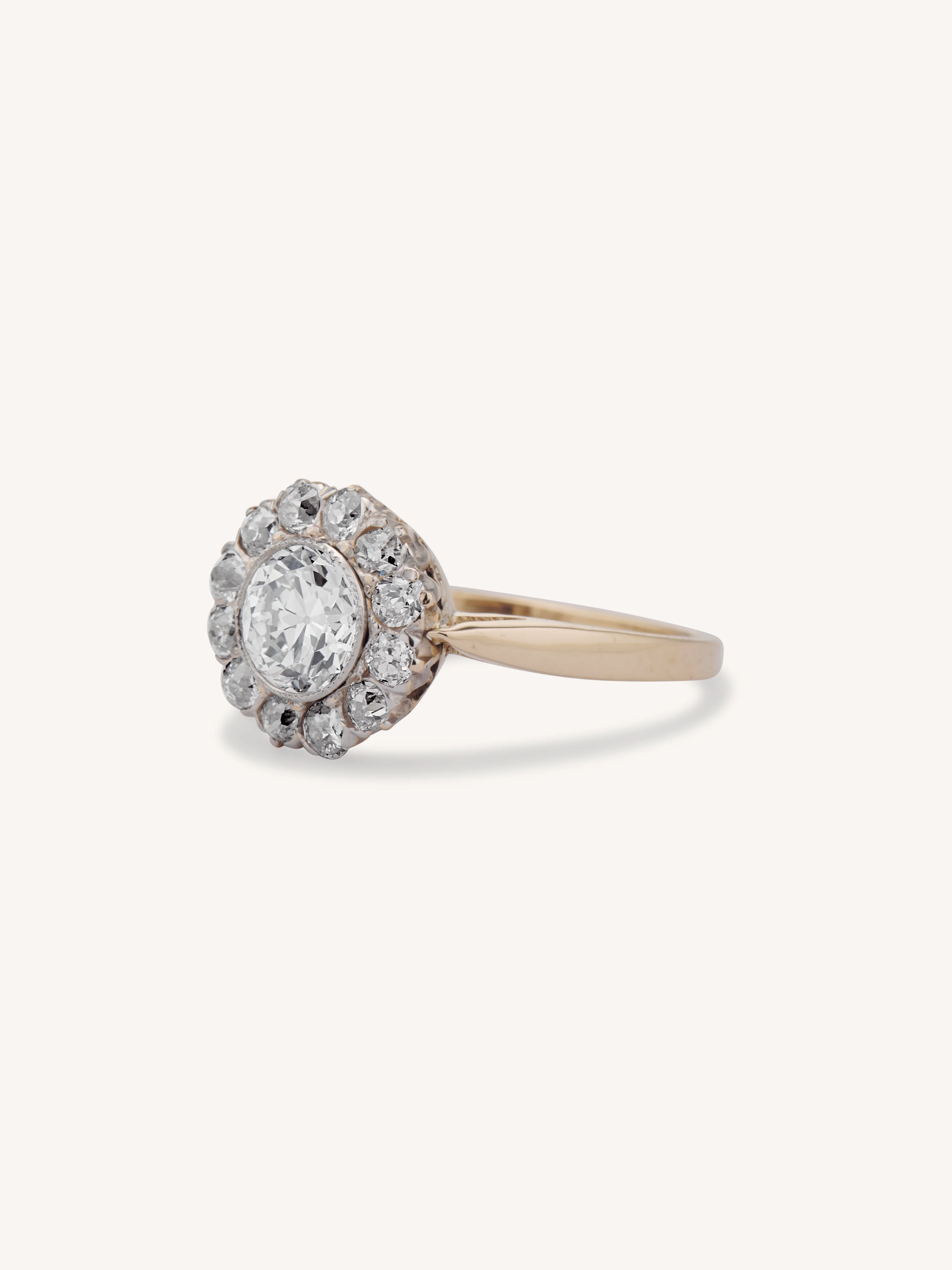 Late Art Deco Transitional Cut Diamond Cluster Engagement Ring - Image 4