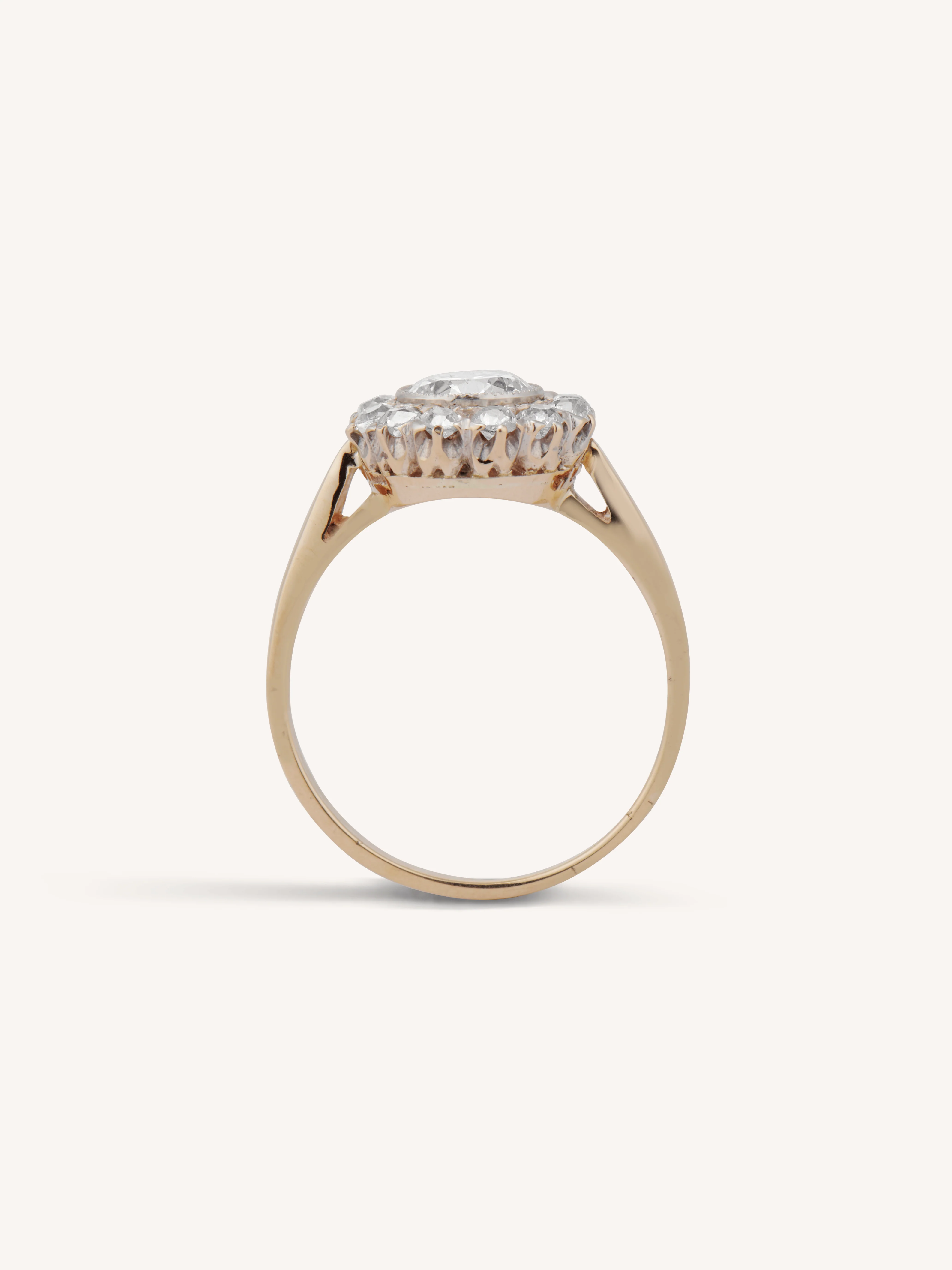 Late Art Deco Transitional Cut Diamond Cluster Engagement Ring - Image 7