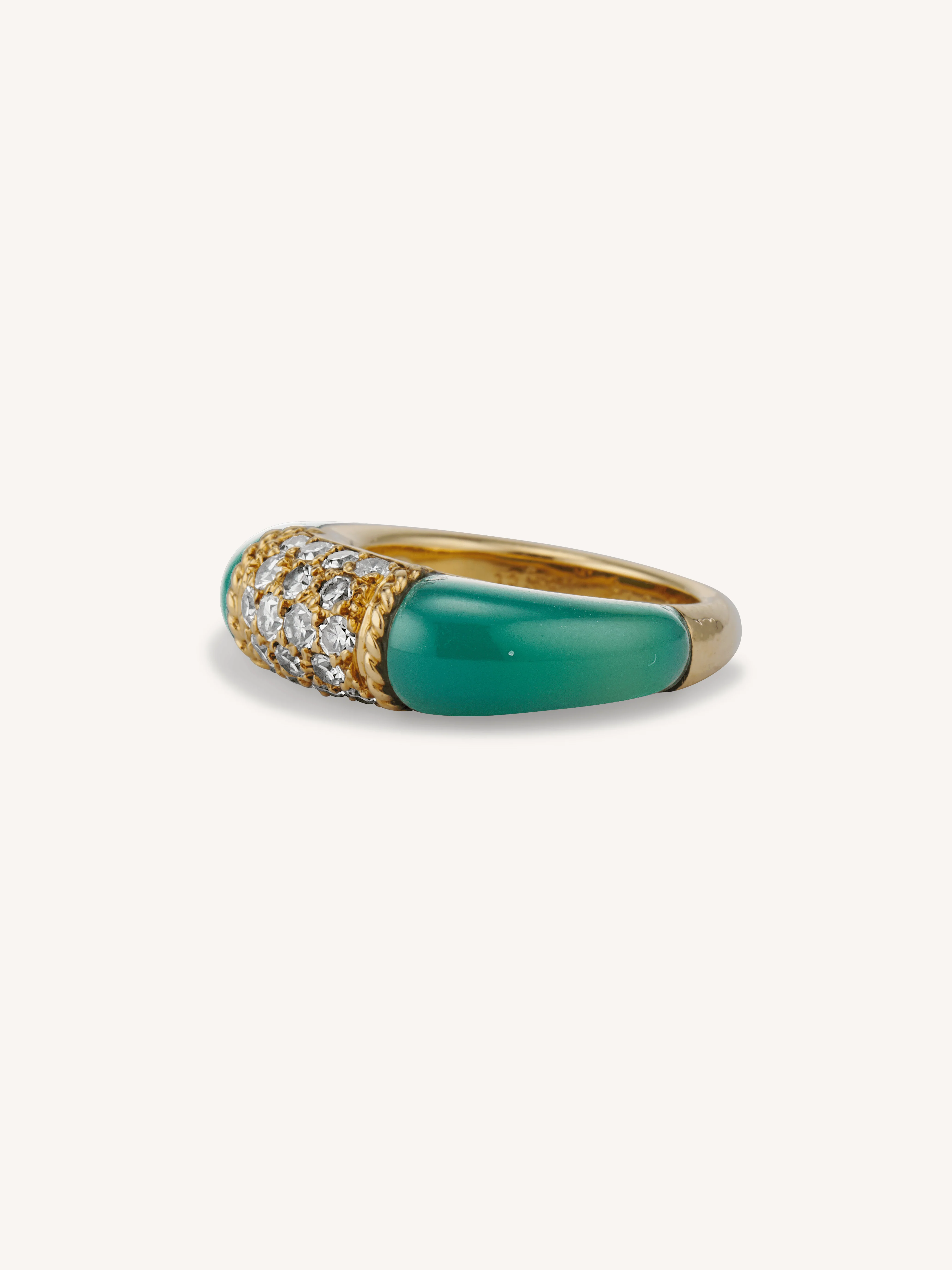 Vintage Van Cleef & Arpels Chalcedony & Diamond in 18K Yellow Gold 'Philippine' Ring - Image 4