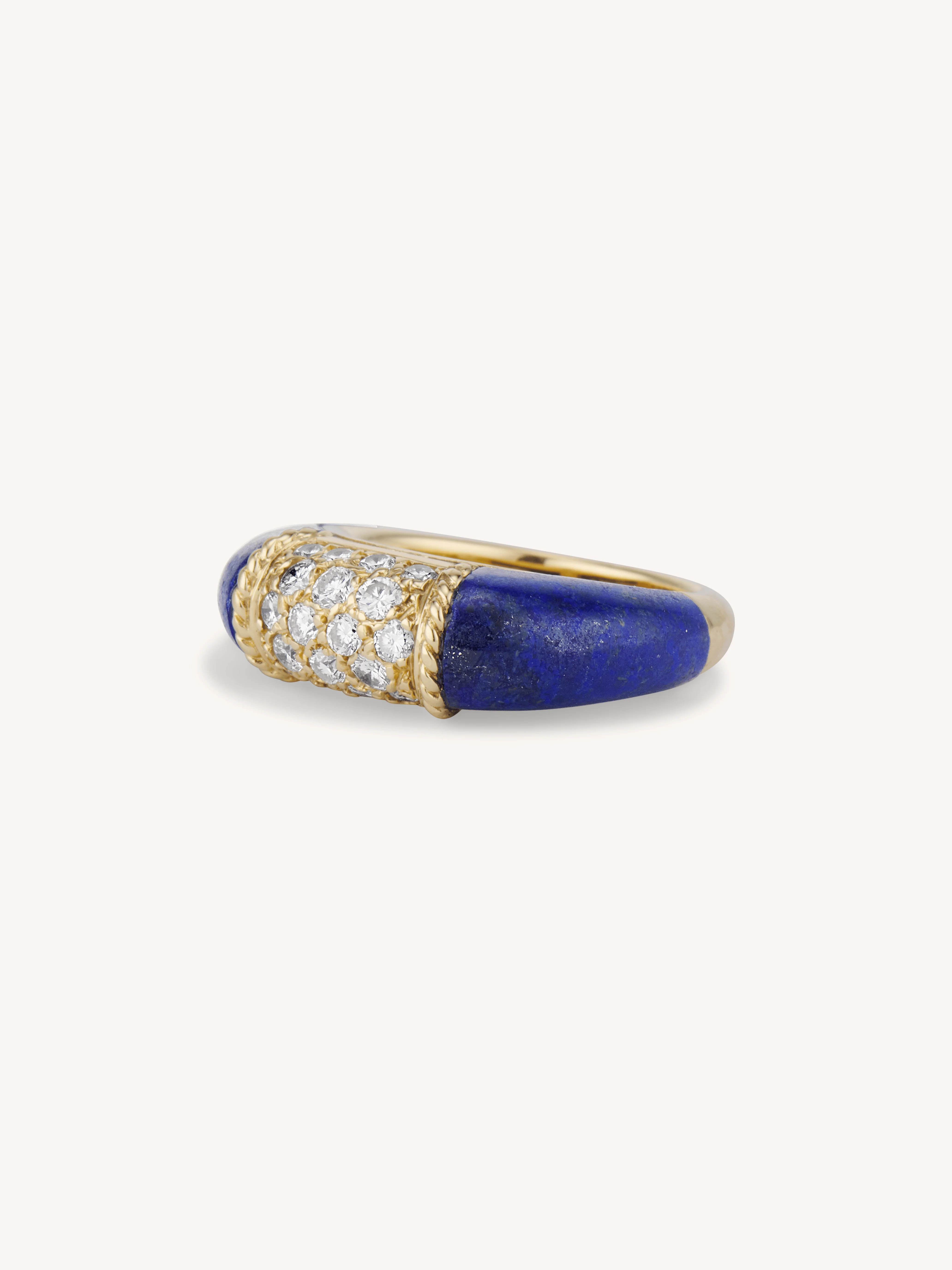 Vintage 1970's Van Cleef & Arpels Lapis Lazuli Diamond & 18K Yellow Gold 'Philippine' Ring, France - Image 4