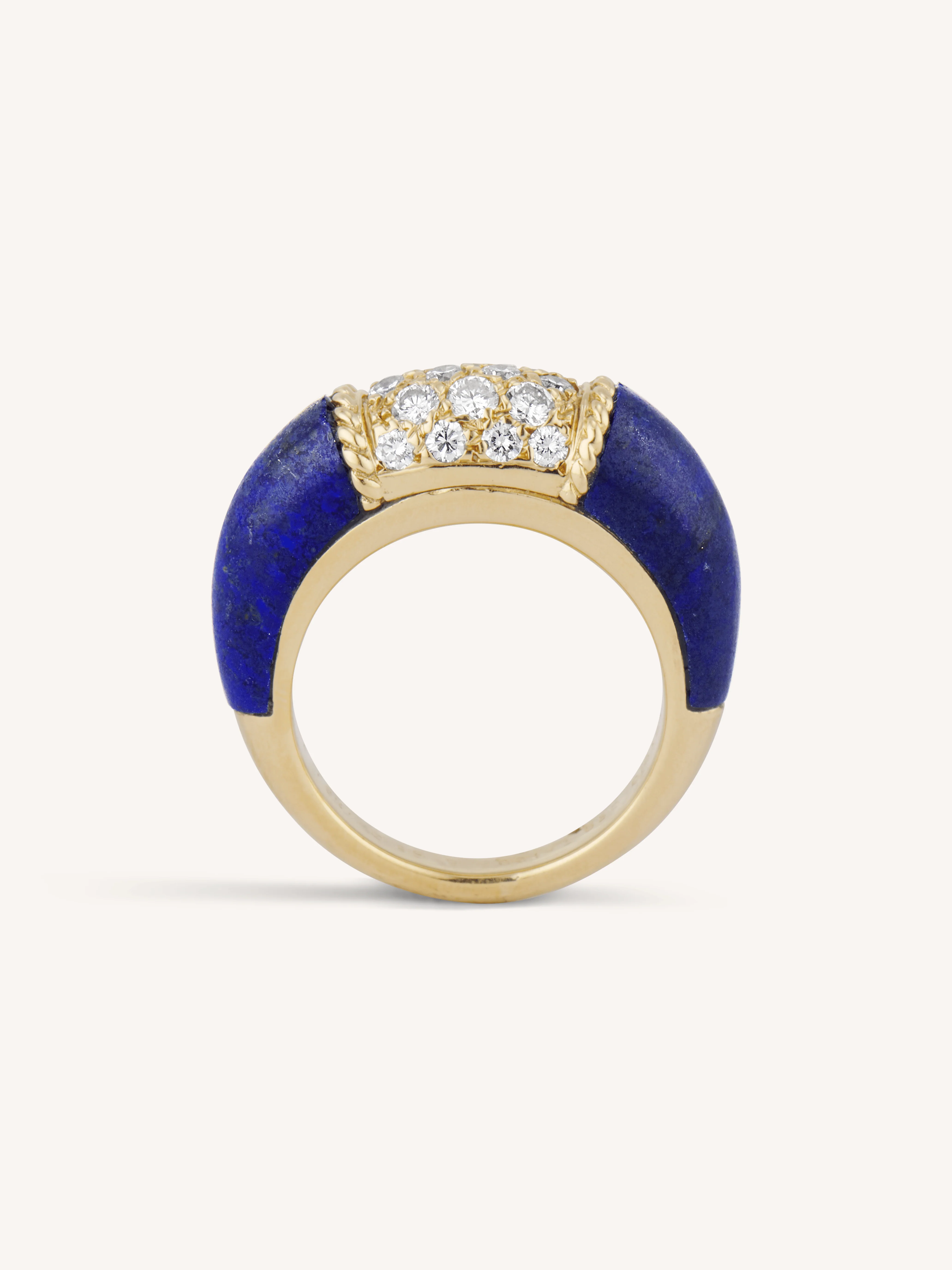 Vintage 1970's Van Cleef & Arpels Lapis Lazuli Diamond & 18K Yellow Gold 'Philippine' Ring, France - Image 6