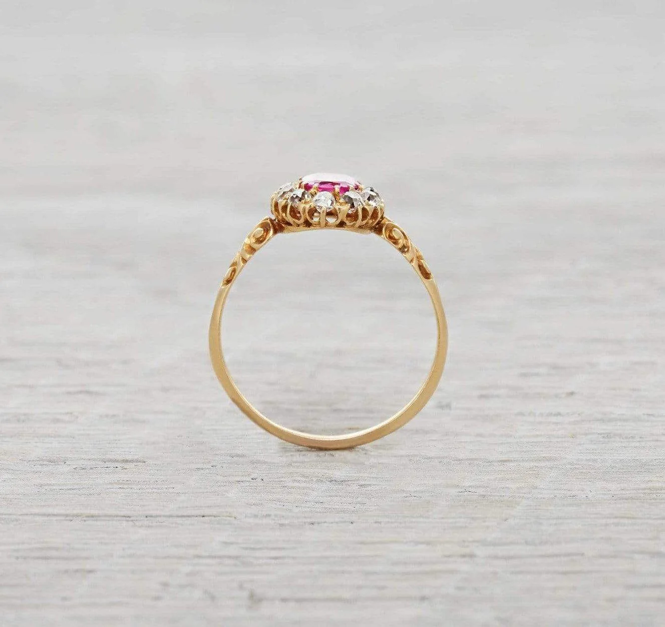 Vintage Victorian Pink Sapphire & Diamond Engagement Ring - Image 4
