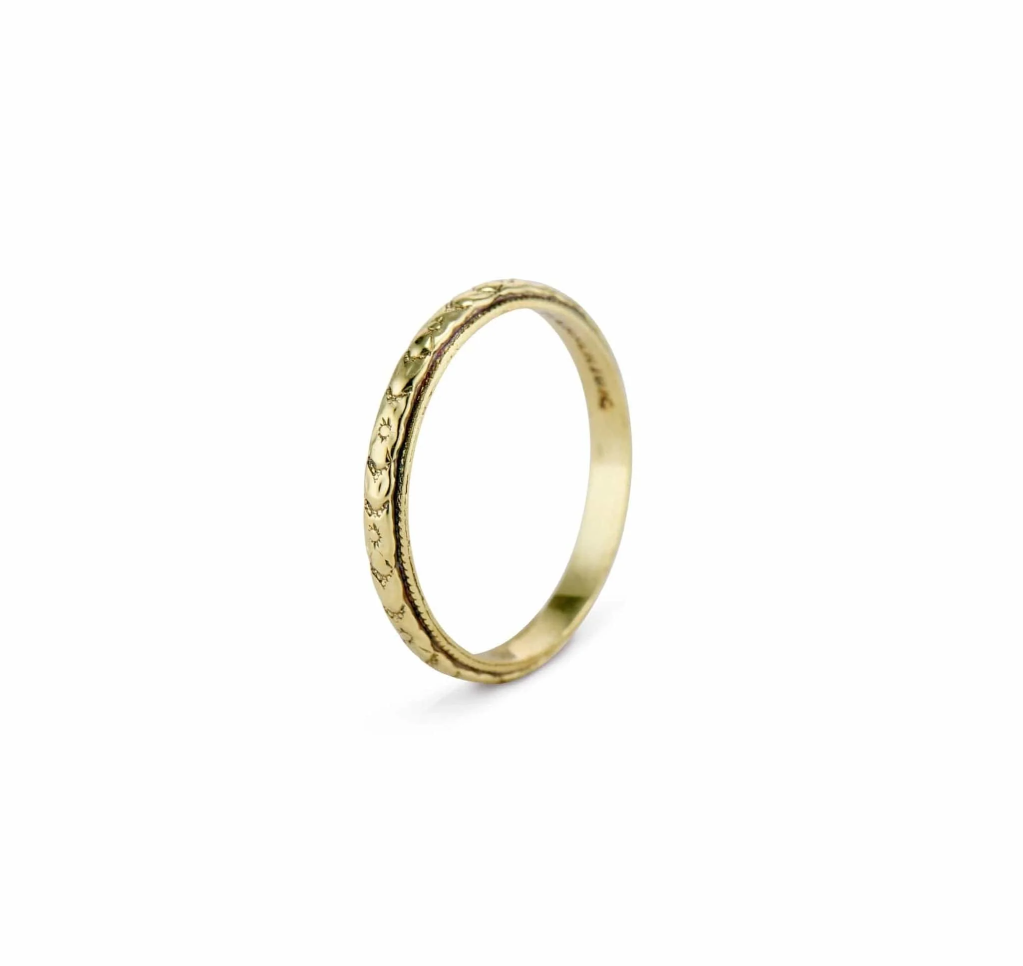 Werner 1920s Forget-Me-Not Gold Wedding Band - Image 2