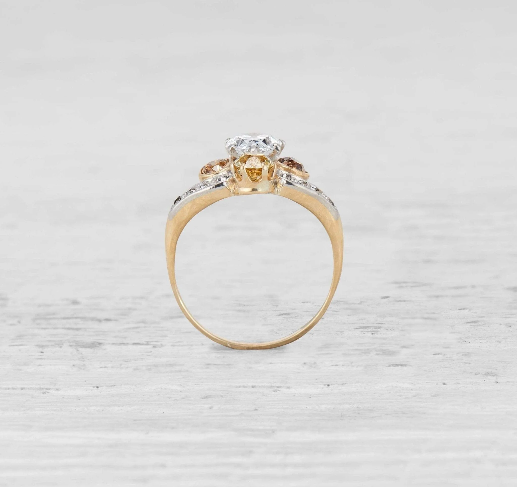 Belle Epoque Antique Tiara Pear-Shaped Diamond Ring - Image 4