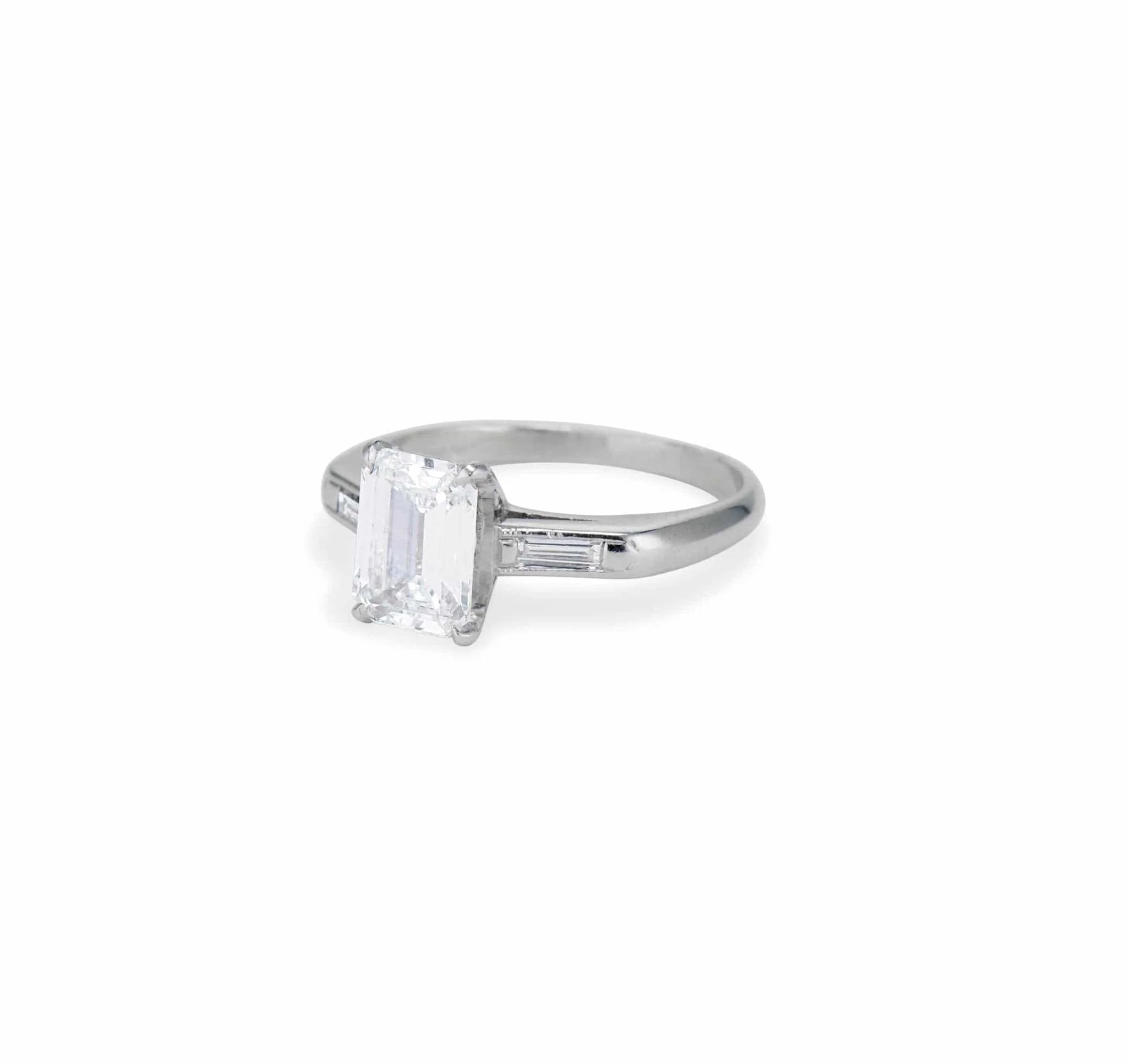 1940s 1.50 Emerald-Cut Diamond and Platinum Engagement Ring - Image 2